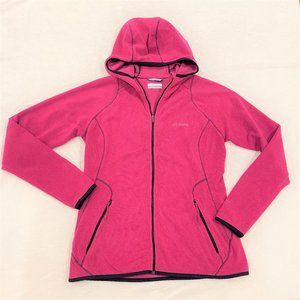 Columbia Womens Full Zip Hooded Jacket Fuzzy Dark Pink Fleece Sz L EUC